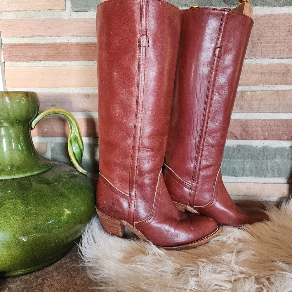 Frye Women's Tall Leather Heeled Boots in Brown